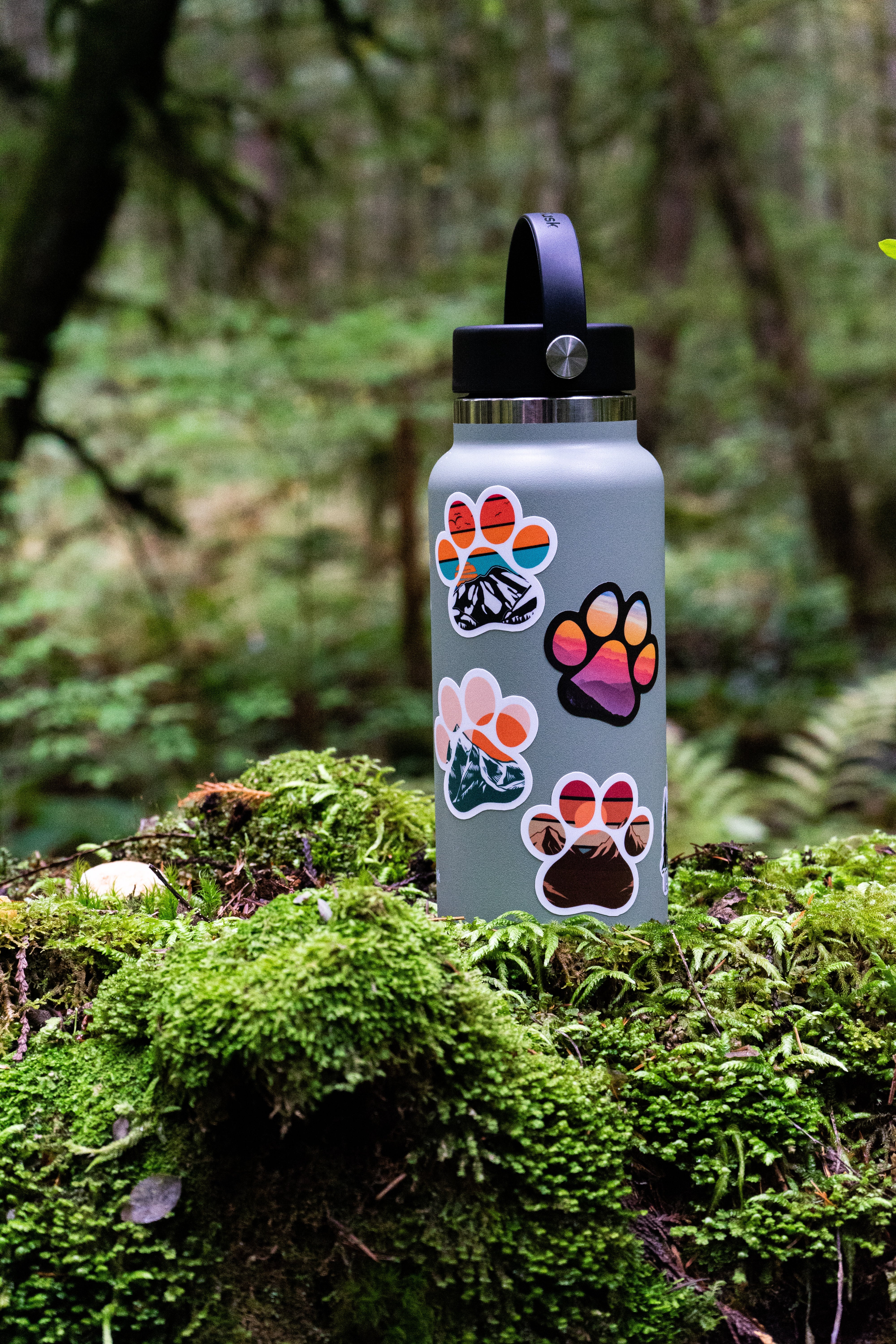 Mountain Sunset Paw Print Sticker