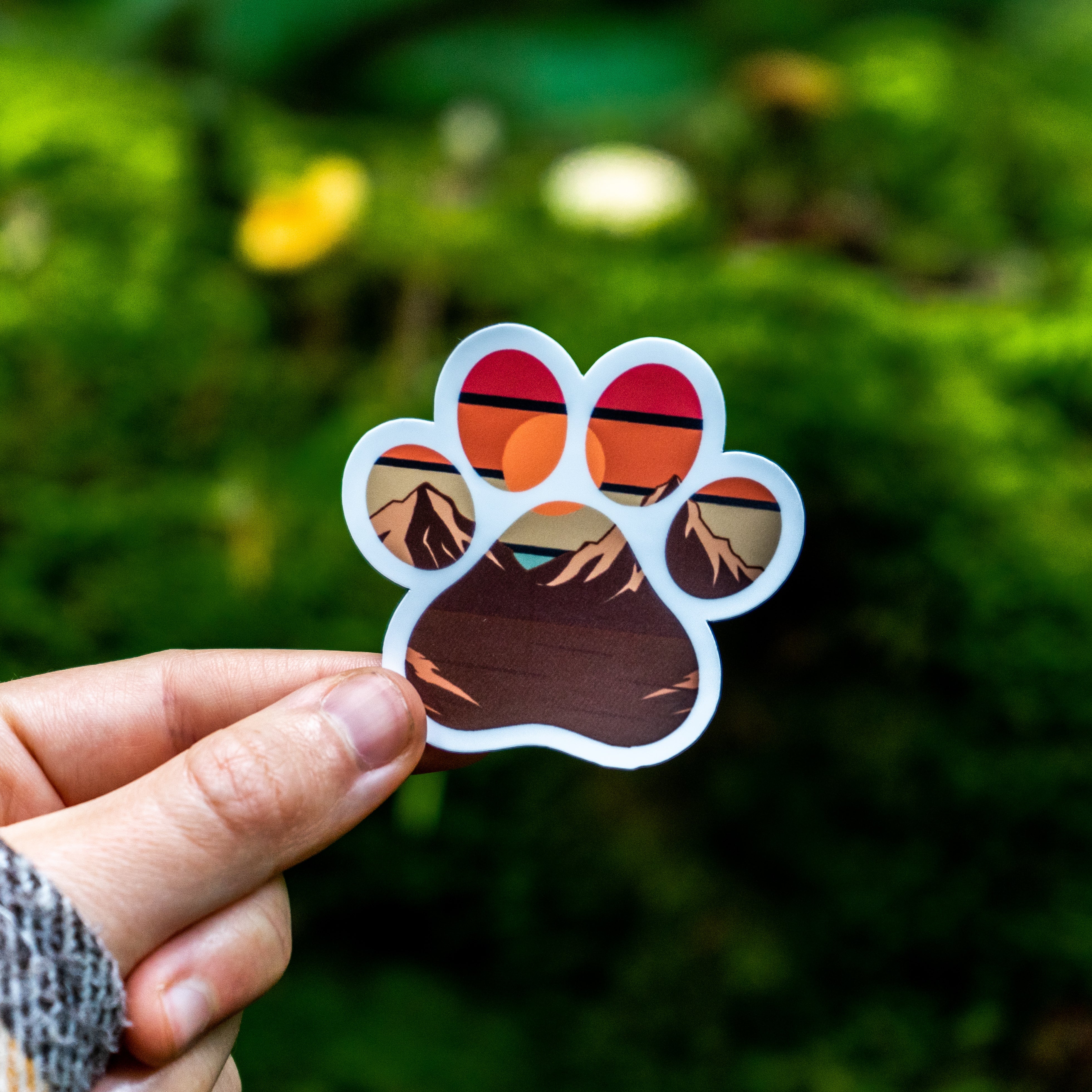 Mountain Sunset Paw Print Sticker