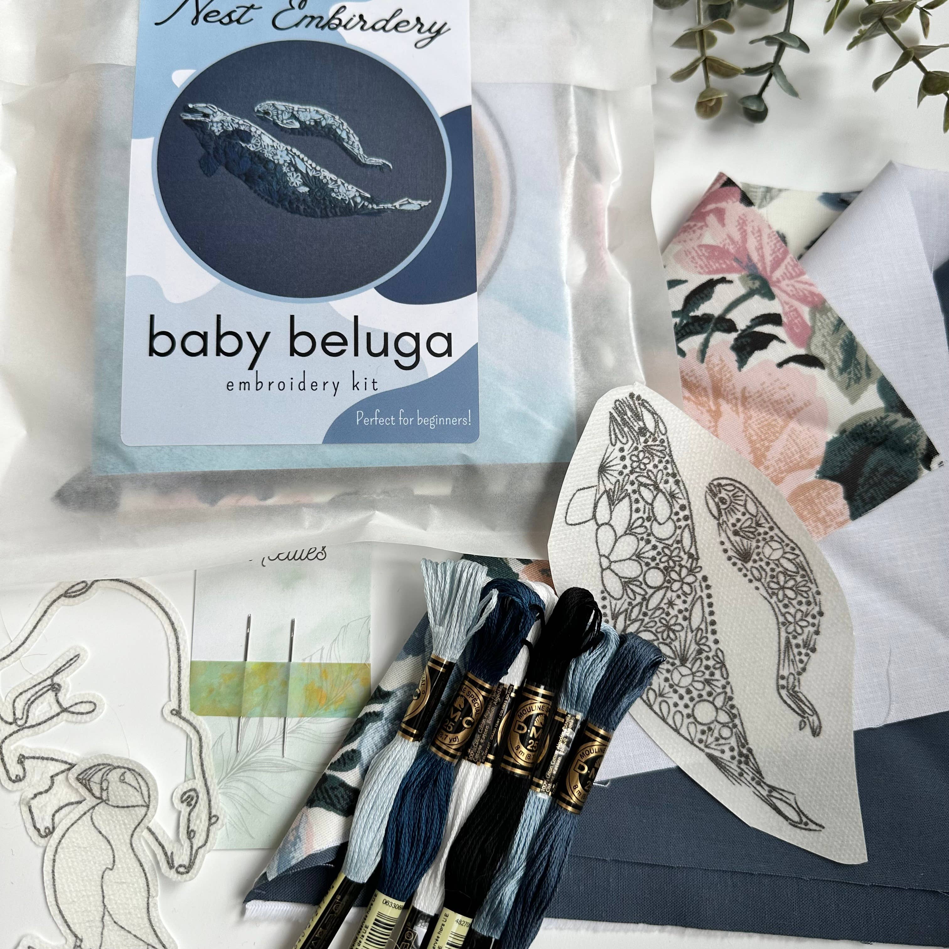 Baby Beluga Embroidery Kit