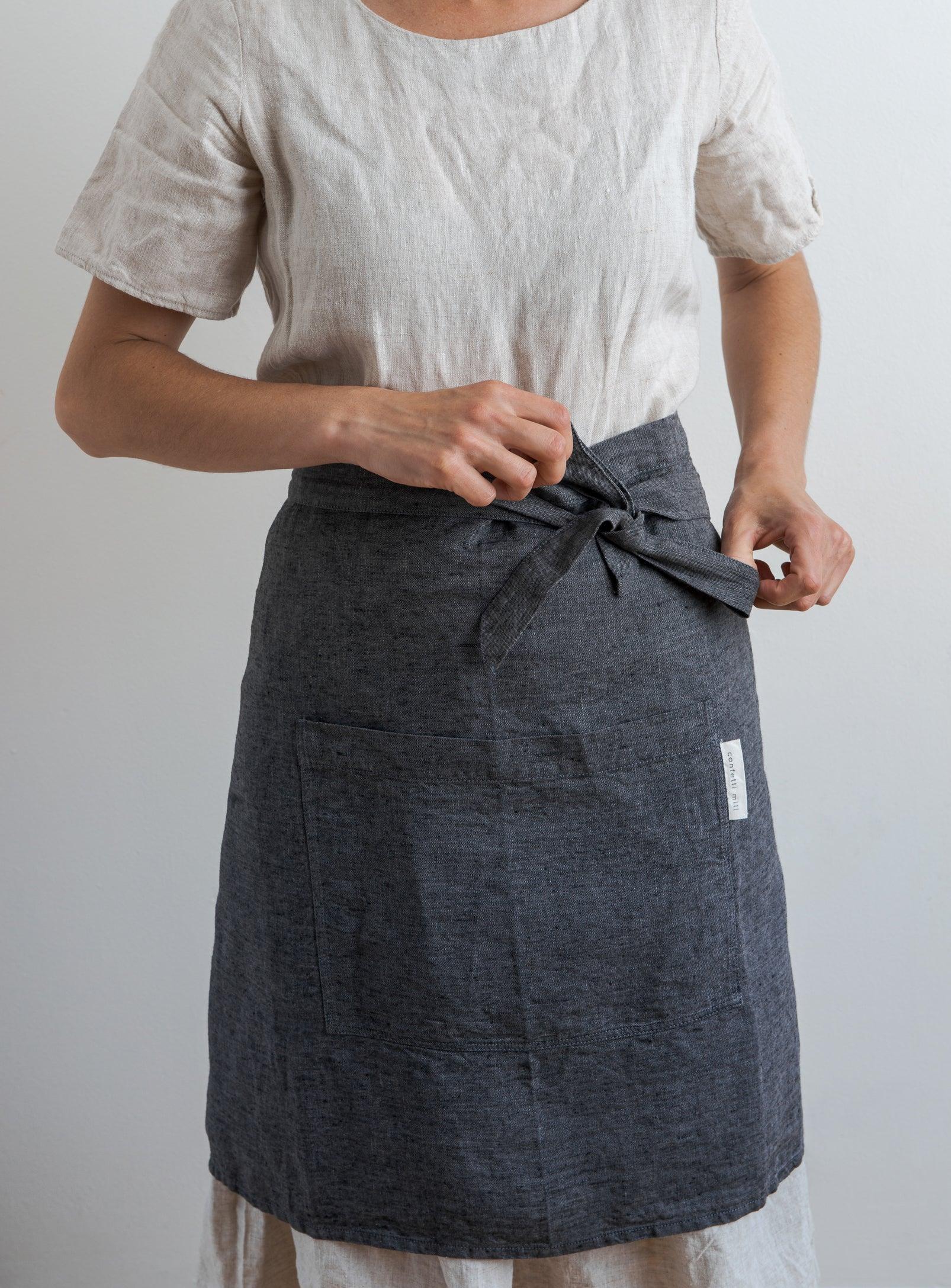 Half Linen Apron - Anthracite