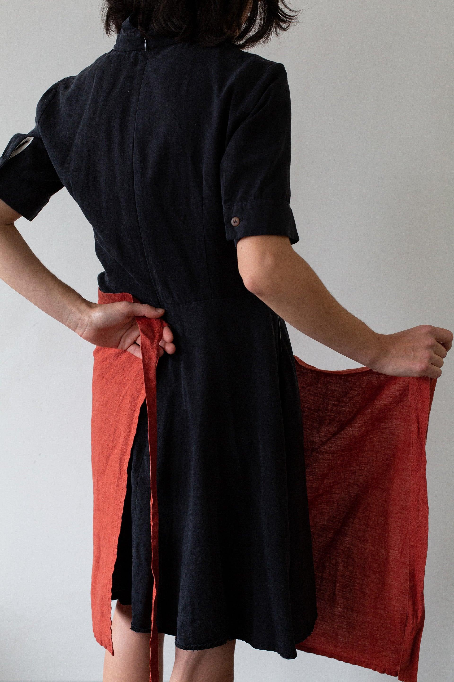 Half Linen Apron - Terracota