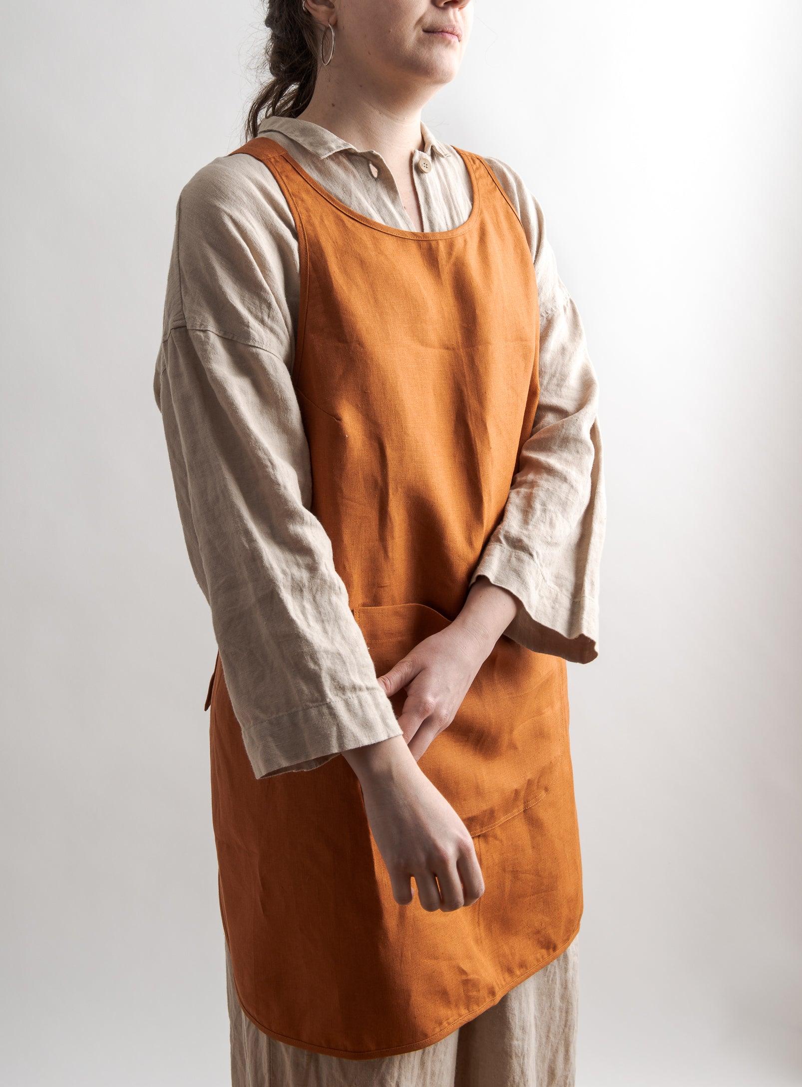 Linen Apron - Burnt orange