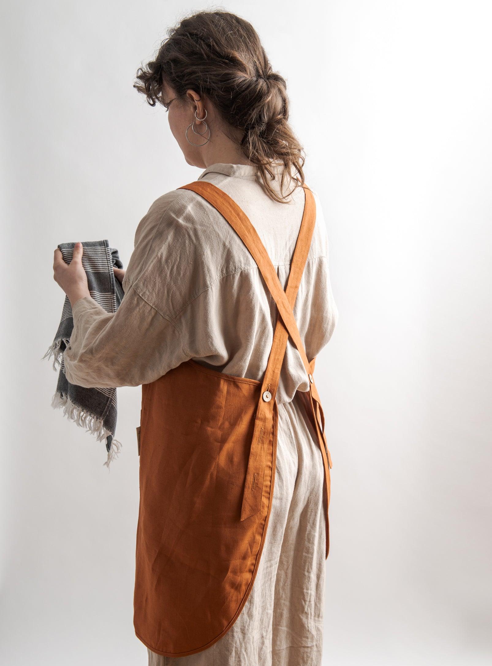 Linen Apron - Burnt orange