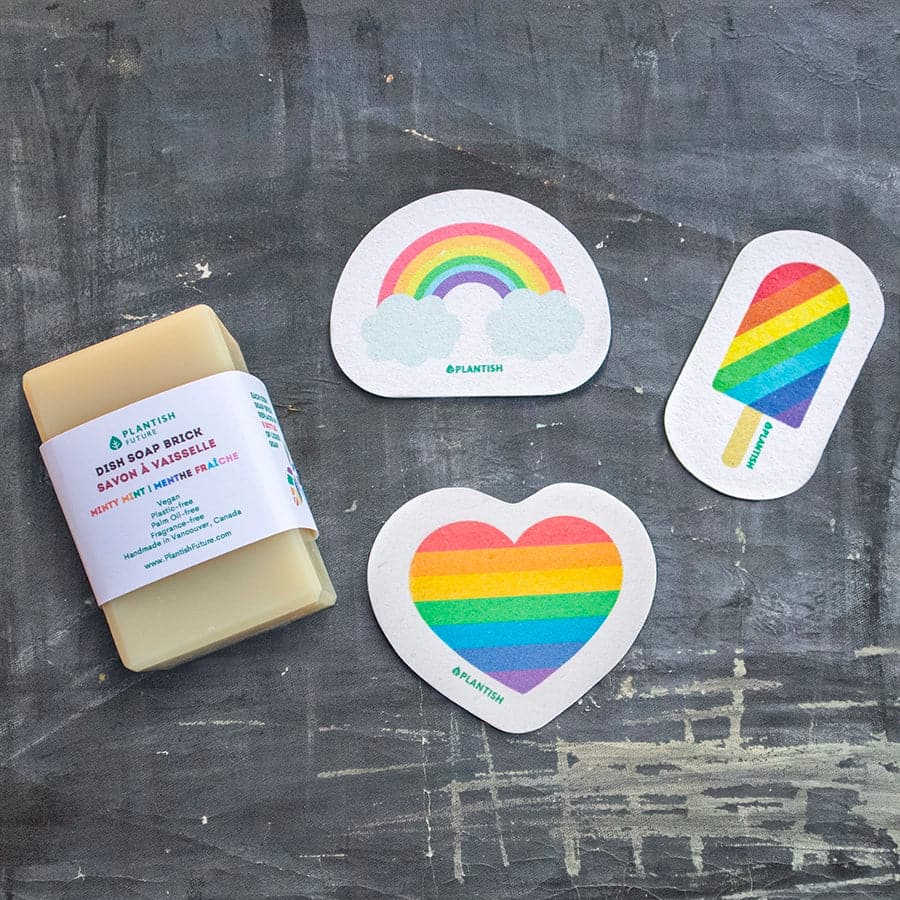 Solid Dish Soap Pride Sponge Set