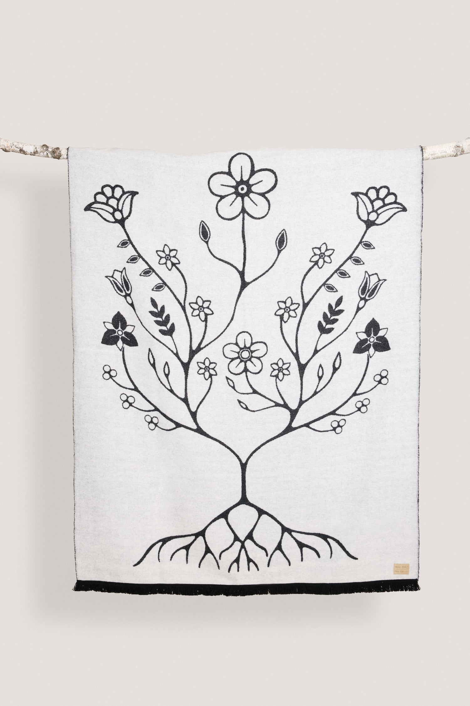 Black and White Woodland Indigenous Blanket